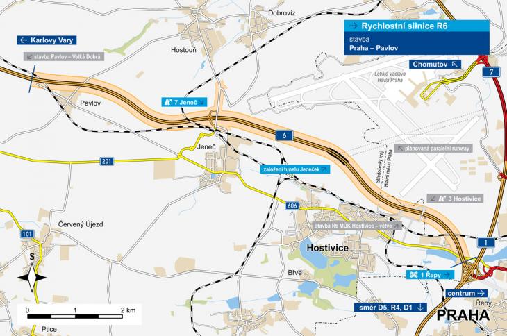 Mapa okolí výjezdu 7 silnice R6 Mapa okolí výjezdu 7 silnice R6