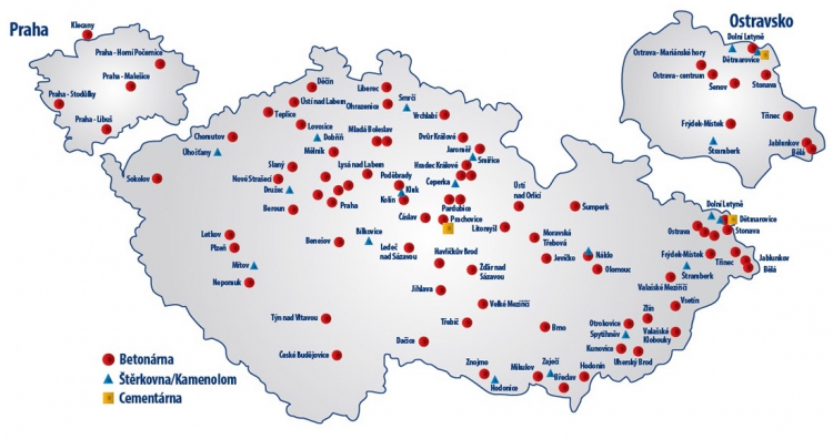 Mapa poboček společnosti CEMEX