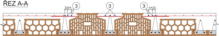 Obr. 8: Doplnění stropu vložkami bez nadbetonávky u překonzolovaných dlouhých trámů