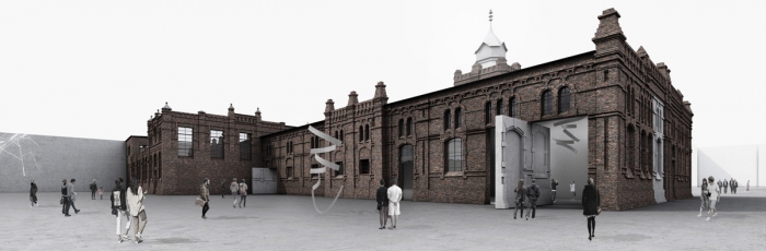 Návrh rekonstrukce bývalých jatek v Ostarvě od architekta Roberta Konieczného (KWK Promes)