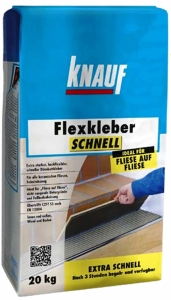 Novinka –flexibilní cementové lepidlo se sníženým skluzem Knauf Flexkleber Schnell