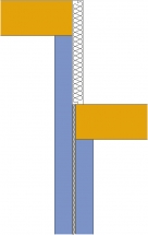 Obr. 8–10: Schematické příklady půdorysu návaznosti obvodové a meziobjektové stěny s různým vlivem na hodnotu korekce k1
