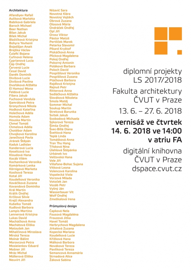 Výstava diplomových prací studentů architektury a designu na FA ČVUT v Praze