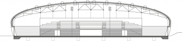 Obr. 2: Podélný řez v prostoru tribuny