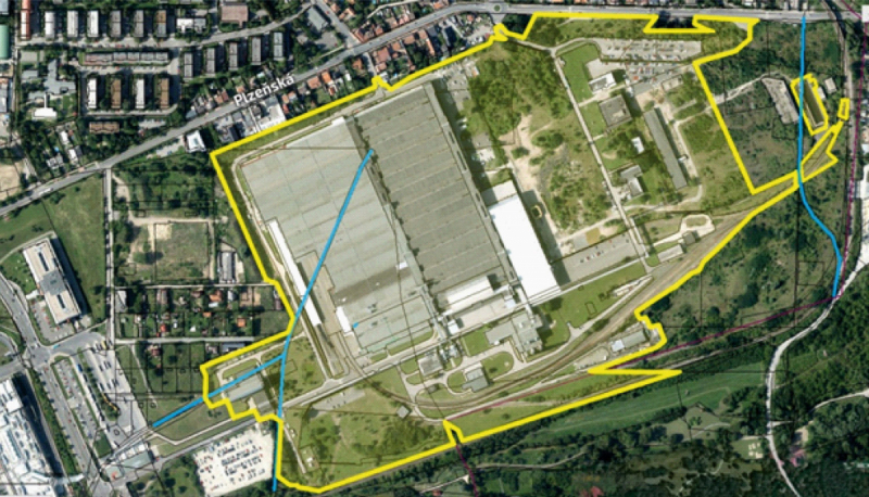 Plánek areálu po bývalé továrně Siemens v Praze-Zličíně