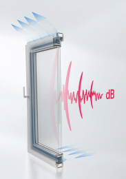 Okenní řešení AWS 90 AC.SI má speciální středové těsnění a vzduch proudí přes rám, čímž zajišťuje snížení zvuku ve sklopené „ventilační“ poloze, tedy během větrání
