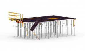 Bednění SKYMAX – kompatibilní konstrukční díly z různých materiálů tvoří stavebnici, která umožňuje flexibilní řešení podle požadavků projektu. Panelové stropní bednění může být nasazeno kompletně ze spodní úrovně a všechny díly se dají využít i pro montáž stropních stolů.
