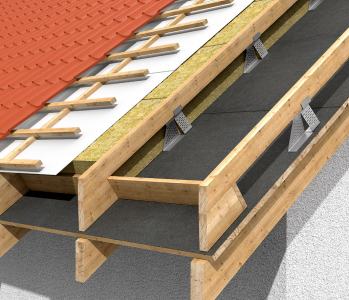 Zateplení šikmé střechy nad krokvemi pomocí systému TOPROCK