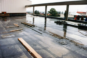Obr. 13: Nemocnice v Jihlavě. Střecha, kde došlo k odtržení krytiny v roce 2005