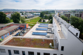 Inovační centrum Svatopetrská v Brně, zelená střecha (foto: Vojta Herout)