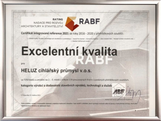 Ocenění „Excelentní kvalita“ pro HELUZ v Ratingu ABF