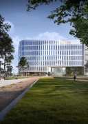 Novostavba Schüco One, kterou projektovalo proslulé kodaňské architektonické studio 3XN, by měla být hotová ve třetím čtvrtletí 2021 (zdroj: 3XN Architects)