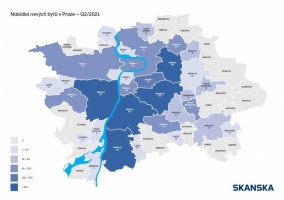 Nabídka nových bytů v Praze - Q2/2021