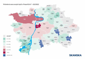 Průměrná cena nových bytů v Praze Kč/m2 - Q2/2022