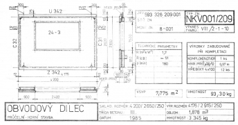 Obr. 7: Katalogový list panelu obvodového pláště montážní značky 8 – 001