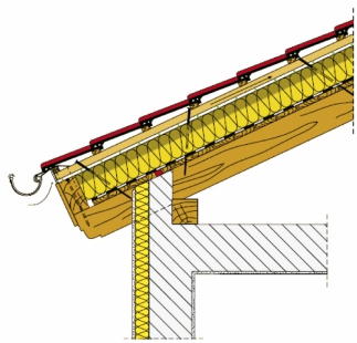 Obr. 3: Systém firmy Isover – detail ukončení střechy u okapu
