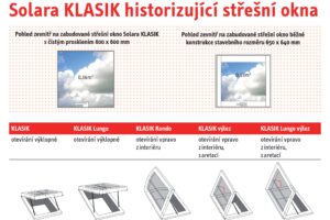 Inovované střešní okno Solara KLASIK pro prosvětlení podkroví v historických objektech