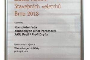 Akustické cihly Porotherm získaly Zlatou medaili Stavebních veletrhů Brno 2018