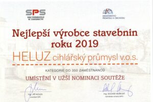 HELUZ opět nominován v soutěži Nejlepší výrobce stavebních hmot