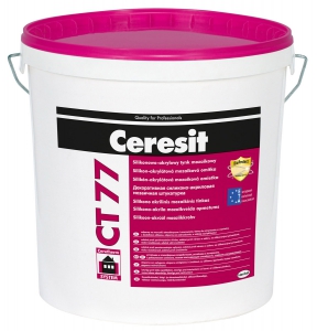 Mozaiková omítka Ceresit CT 77 se dodává v 25 kg balení a je připravena k okamžitému použití
