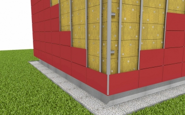 Schéma provětrávané fasády s izolačními deskami Wentirock