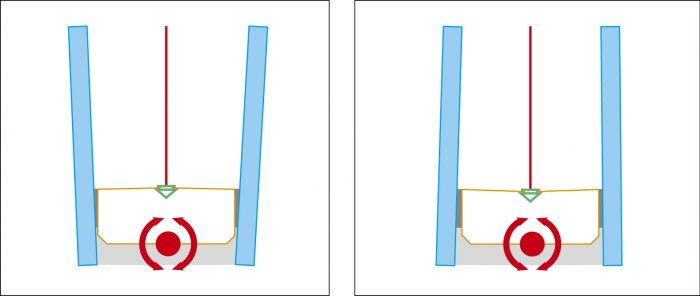Obr. 7: Fólie v rámečku (Glasstec 2014). Díky drážce v rámečku je kloub přemístěn až do obvodového tmelu. Butyl není namáhán. Testy potvrdily nulový únik plynu, a tedy i správnost řešení.